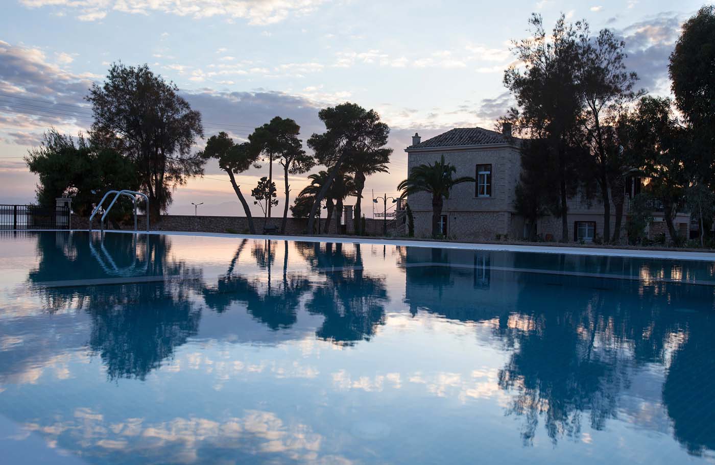 Pool area with sun beds